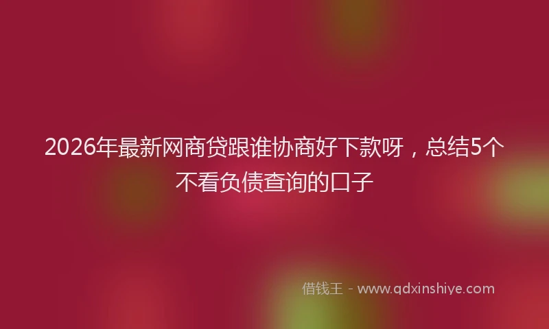 2026年最新网商贷跟谁协商好下款呀，总结5个不看负债查询的口子