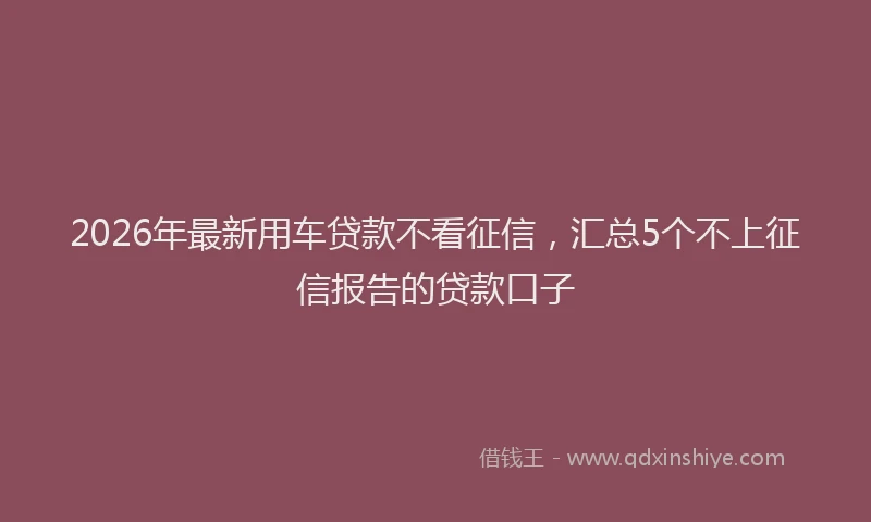 2026年最新用车贷款不看征信，汇总5个不上征信报告的贷款口子