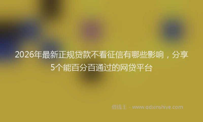 2026年最新正规贷款不看征信有哪些影响，分享5个能百分百通过的网贷平台
