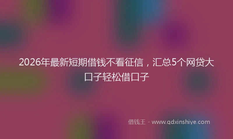 2026年最新短期借钱不看征信，汇总5个网贷大口子轻松借口子