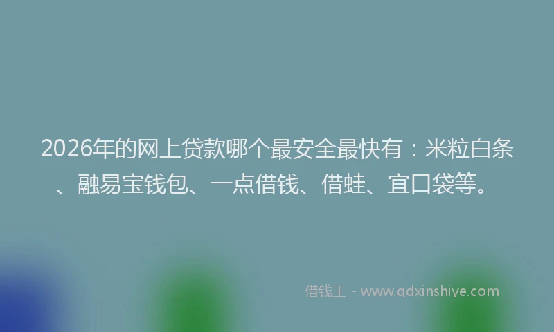 2026年的网上贷款哪个最安全最快有：米粒白条、融易宝钱包、一点借钱、借蛙、宜口袋等。