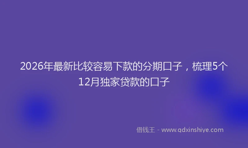 2026年最新比较容易下款的分期口子，梳理5个12月独家贷款的口子