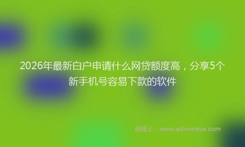 2026年最新白户申请什么网贷额度高，分享5个新手机号容易下款的软件