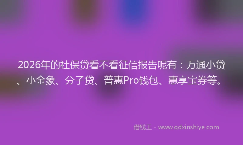 2026年的社保贷看不看征信报告呢有：万通小贷、小金象、分子贷、普惠Pro钱包、惠享宝券等。
