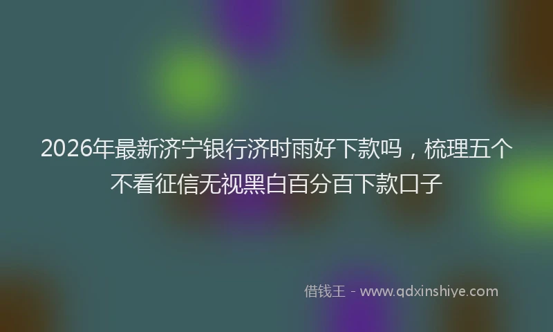 2026年最新济宁银行济时雨好下款吗，梳理五个不看征信无视黑白百分百下款口子