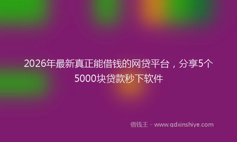 2026年最新真正能借钱的网贷平台，分享5个5000块贷款秒下软件