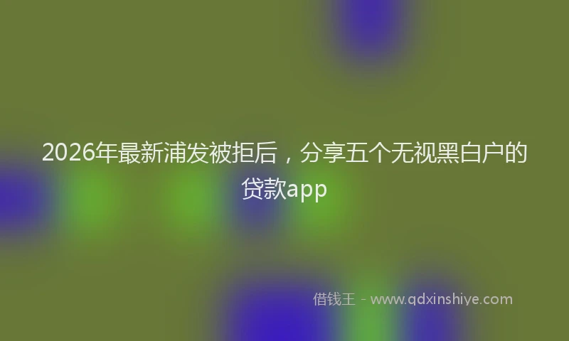 2026年最新浦发被拒后，分享五个无视黑白户的贷款app