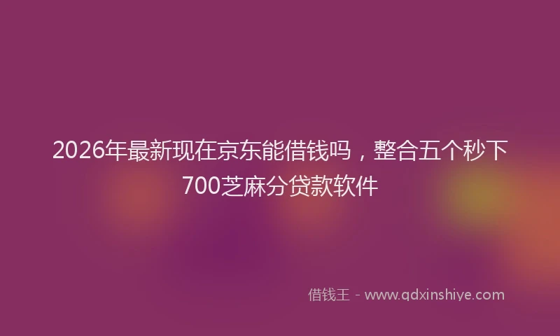 2026年最新现在京东能借钱吗，整合五个秒下700芝麻分贷款软件