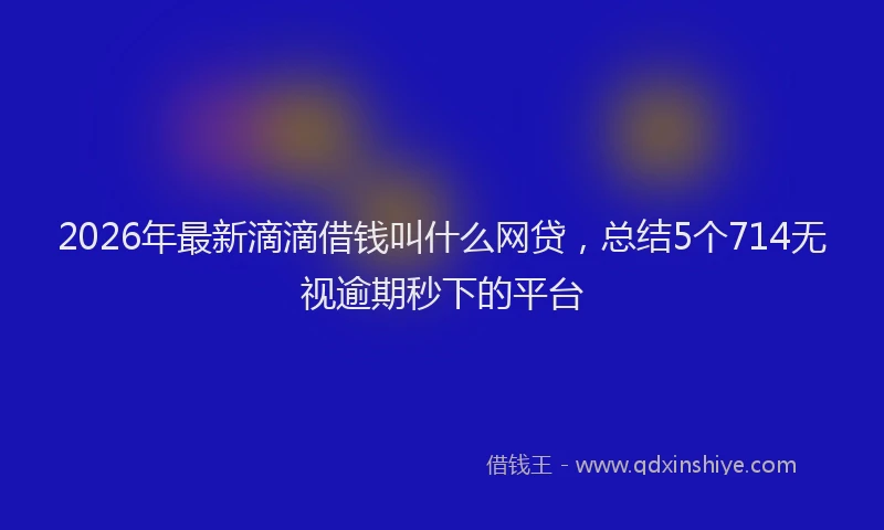 2026年最新滴滴借钱叫什么网贷，总结5个714无视逾期秒下的平台