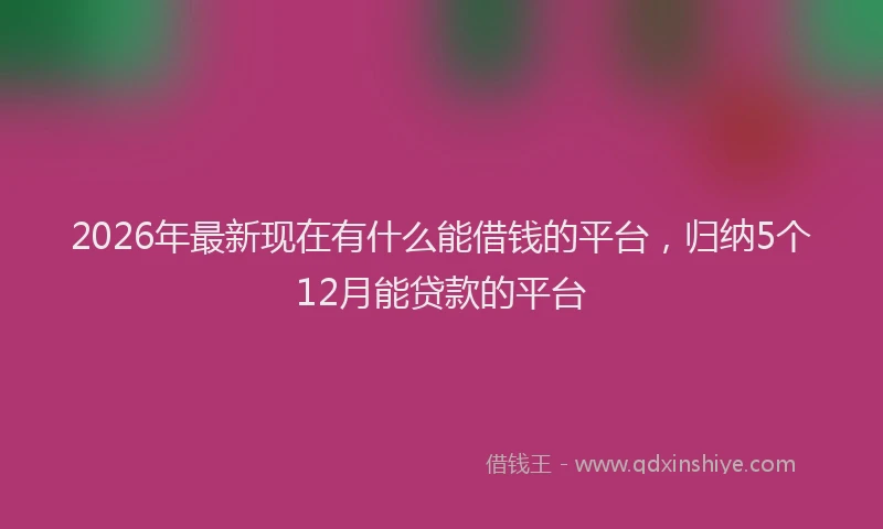 2026年最新现在有什么能借钱的平台，归纳5个12月能贷款的平台
