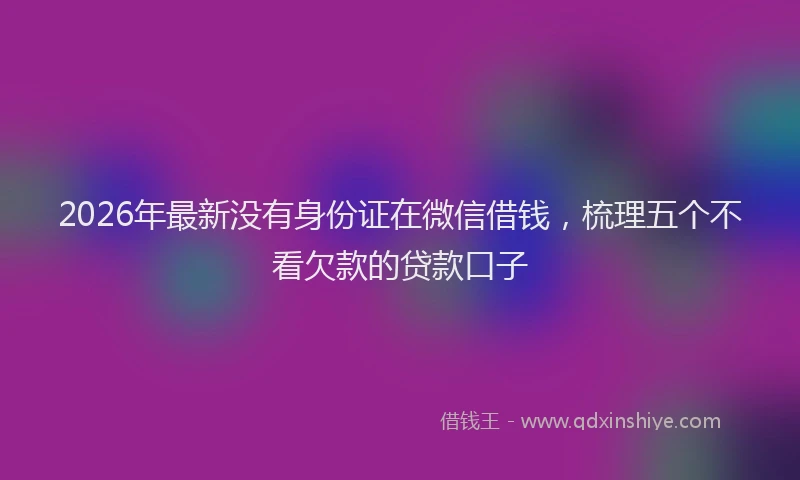 2026年最新没有身份证在微信借钱，梳理五个不看欠款的贷款口子