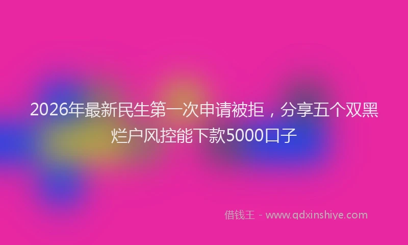 2026年最新民生第一次申请被拒，分享五个双黑烂户风控能下款5000口子