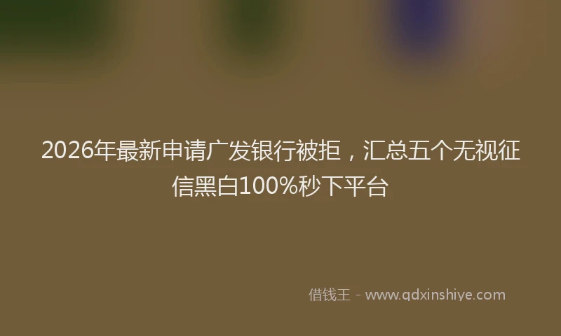 2026年最新申请广发银行被拒，汇总五个无视征信黑白100%秒下平台