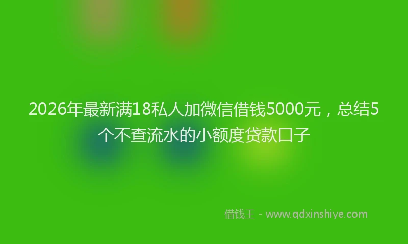 2026年最新满18私人加微信借钱5000元，总结5个不查流水的小额度贷款口子
