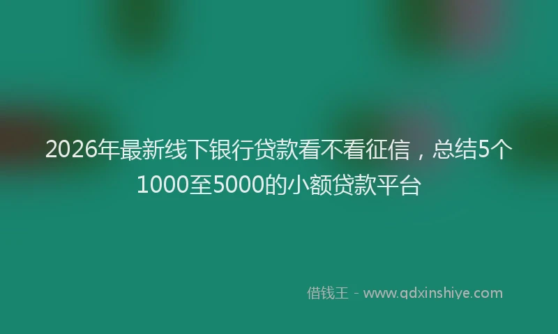 2026年最新线下银行贷款看不看征信，总结5个1000至5000的小额贷款平台