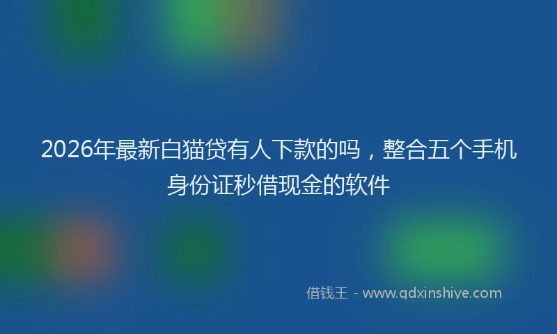2026年最新白猫贷有人下款的吗，整合五个手机身份证秒借现金的软件