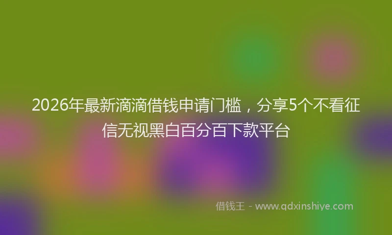 2026年最新滴滴借钱申请门槛，分享5个不看征信无视黑白百分百下款平台