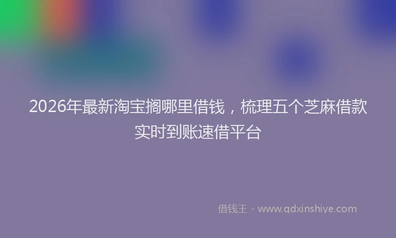 2026年最新淘宝搁哪里借钱，梳理五个芝麻借款实时到账速借平台