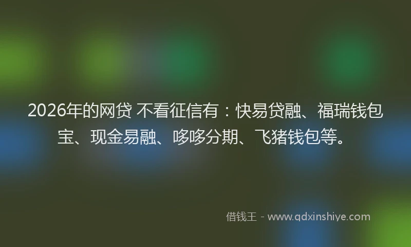 2026年的网贷 不看征信有：快易贷融、福瑞钱包宝、现金易融、哆哆分期、飞猪钱包等。