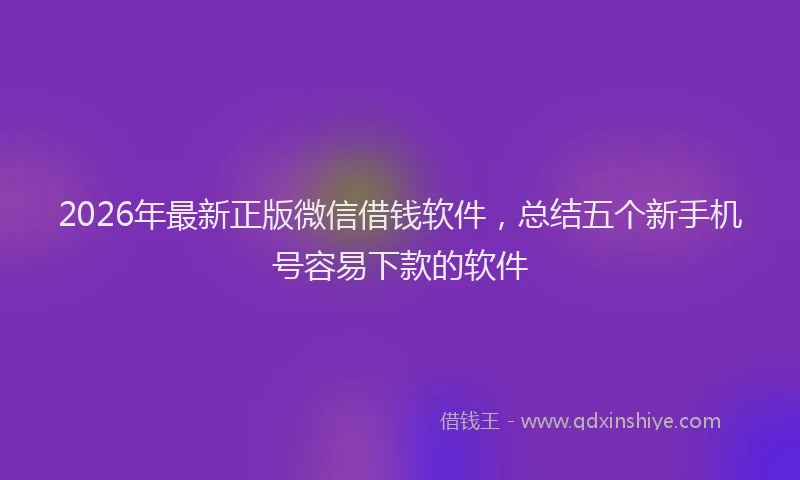2026年最新正版微信借钱软件，总结五个新手机号容易下款的软件