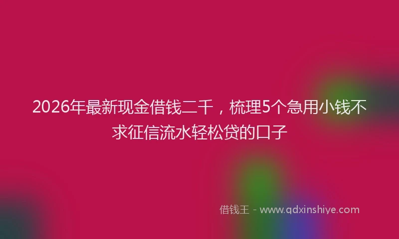 2026年最新现金借钱二千，梳理5个急用小钱不求征信流水轻松贷的口子