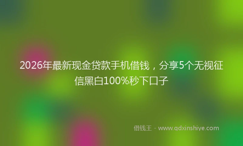 2026年最新现金贷款手机借钱，分享5个无视征信黑白100%秒下口子