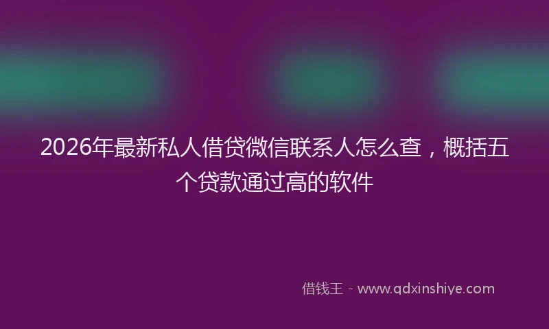 2026年最新私人借贷微信联系人怎么查，概括五个贷款通过高的软件