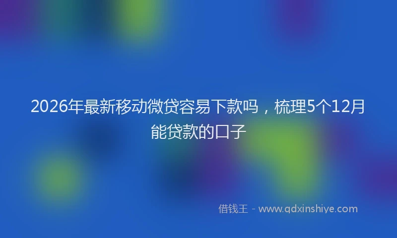 2026年最新移动微贷容易下款吗，梳理5个12月能贷款的口子