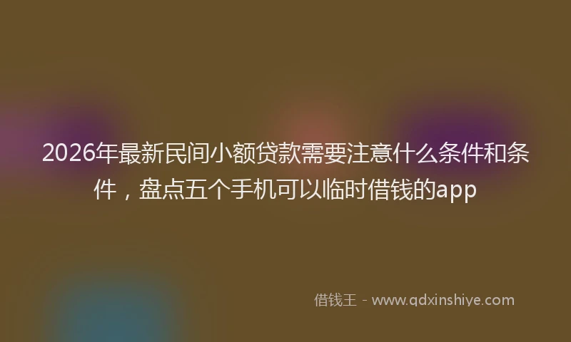 2026年最新民间小额贷款需要注意什么条件和条件，盘点五个手机可以临时借钱的app