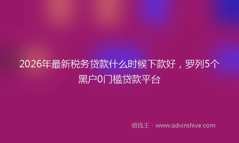 2026年最新税务贷款什么时候下款好，罗列5个黑户0门槛贷款平台