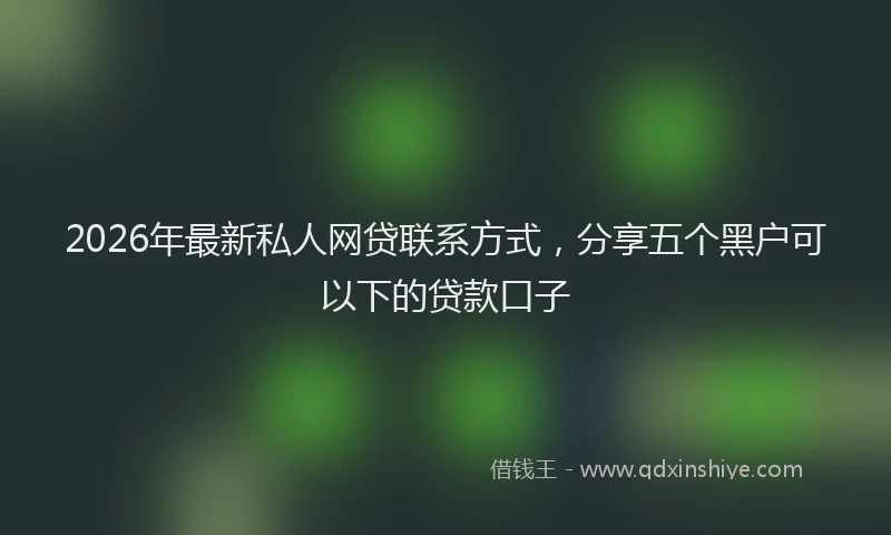 2026年最新私人网贷联系方式，分享五个黑户可以下的贷款口子