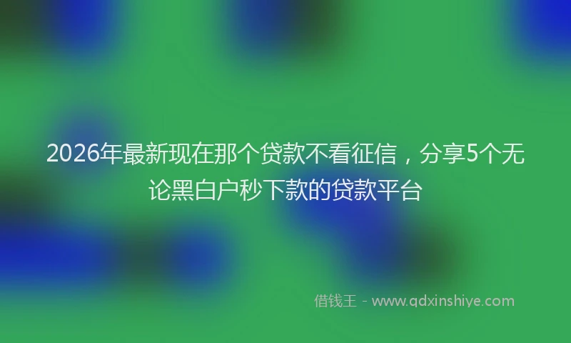 2026年最新现在那个贷款不看征信，分享5个无论黑白户秒下款的贷款平台