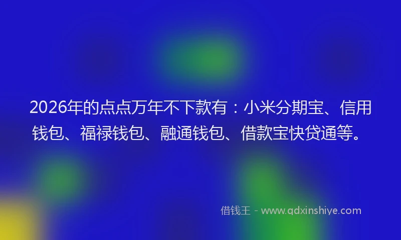 2026年的点点万年不下款有：小米分期宝、信用钱包、福禄钱包、融通钱包、借款宝快贷通等。
