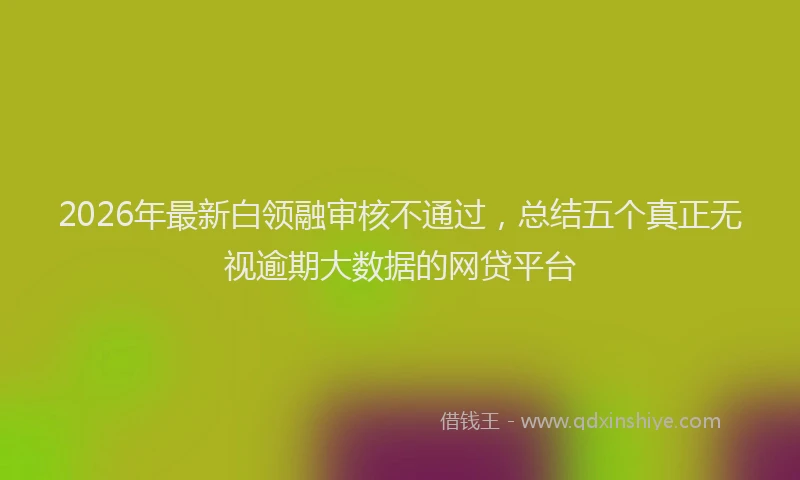 2026年最新白领融审核不通过，总结五个真正无视逾期大数据的网贷平台