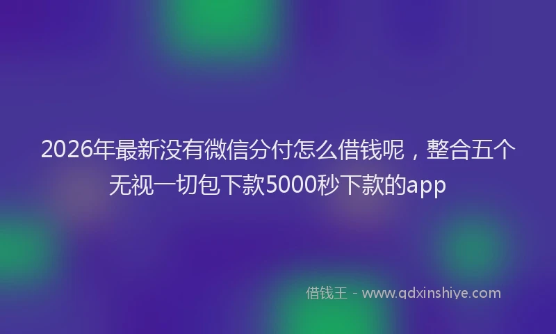 2026年最新没有微信分付怎么借钱呢，整合五个无视一切包下款5000秒下款的app