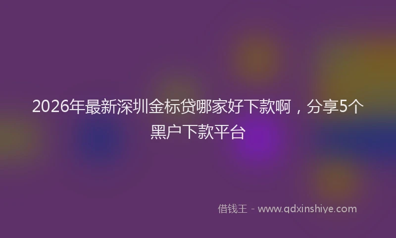 2026年最新深圳金标贷哪家好下款啊，分享5个黑户下款平台