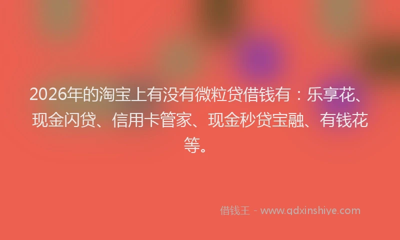 2026年的淘宝上有没有微粒贷借钱有：乐享花、现金闪贷、信用卡管家、现金秒贷宝融、有钱花等。