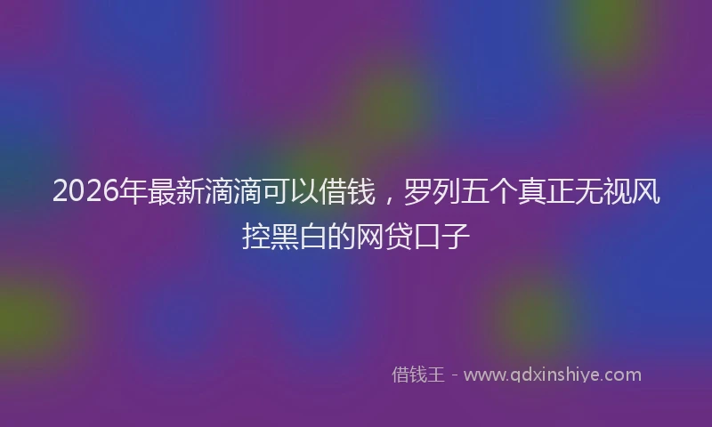 2026年最新滴滴可以借钱，罗列五个真正无视风控黑白的网贷口子