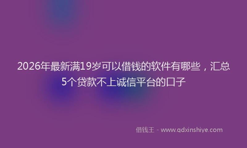 2026年最新满19岁可以借钱的软件有哪些，汇总5个贷款不上诚信平台的口子