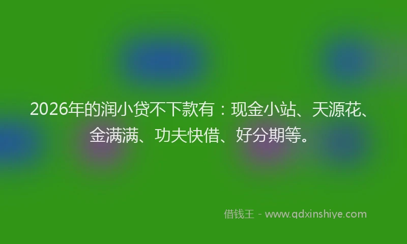 2026年的润小贷不下款有：现金小站、天源花、金满满、功夫快借、好分期等。
