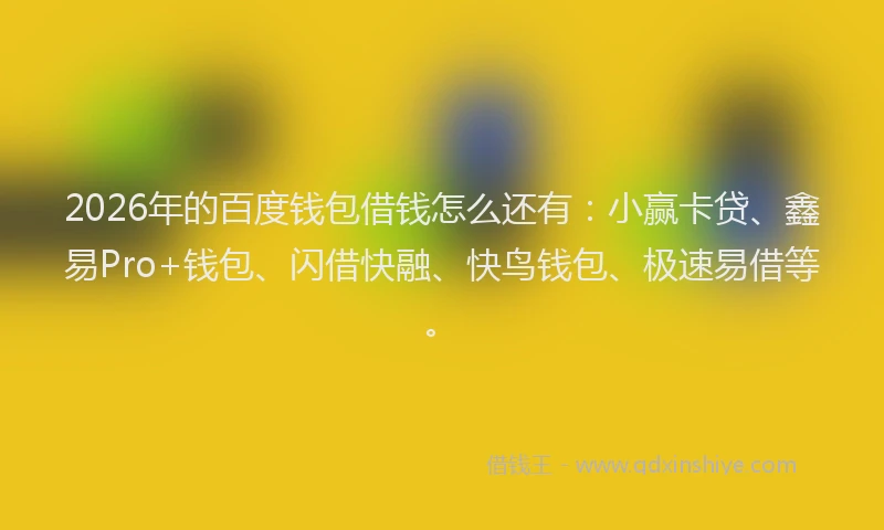 2026年的百度钱包借钱怎么还有：小赢卡贷、鑫易Pro+钱包、闪借快融、快鸟钱包、极速易借等。