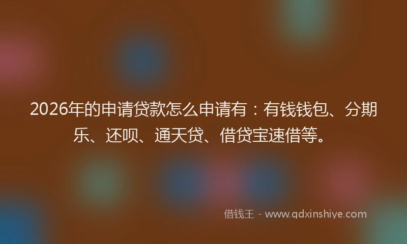 2026年的申请贷款怎么申请有：有钱钱包、分期乐、还呗、通天贷、借贷宝速借等。
