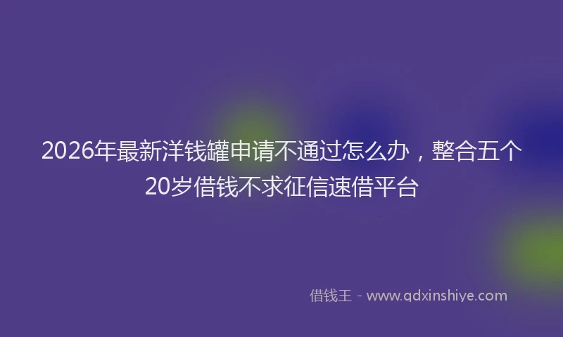 2026年最新洋钱罐申请不通过怎么办，整合五个20岁借钱不求征信速借平台