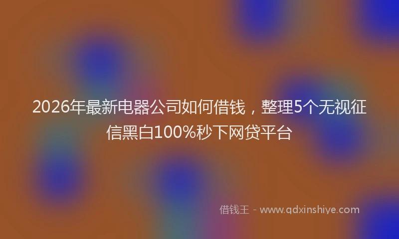 2026年最新电器公司如何借钱，整理5个无视征信黑白100%秒下网贷平台