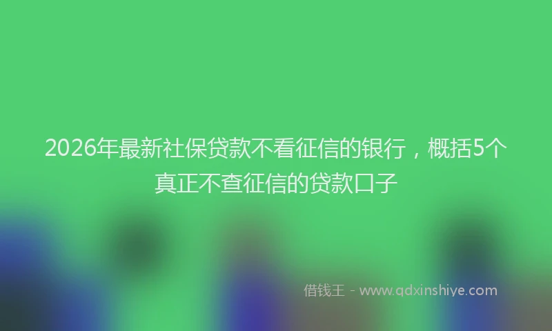2026年最新社保贷款不看征信的银行，概括5个真正不查征信的贷款口子