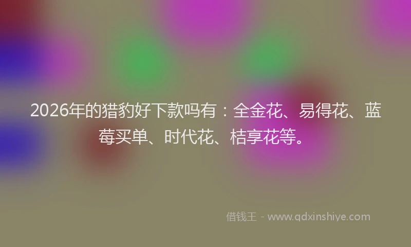 2026年的猎豹好下款吗有：全金花、易得花、蓝莓买单、时代花、桔享花等。