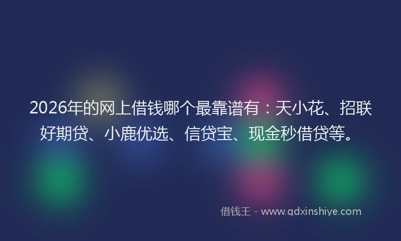 2026年的网上借钱哪个最靠谱有：天小花、招联好期贷、小鹿优选、信贷宝、现金秒借贷等。