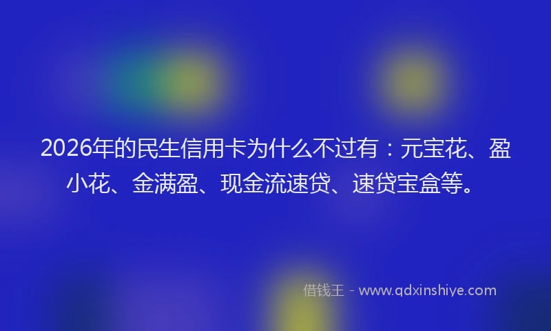 2026年的民生信用卡为什么不过有：元宝花、盈小花、金满盈、现金流速贷、速贷宝盒等。