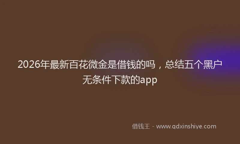 2026年最新百花微金是借钱的吗，总结五个黑户无条件下款的app