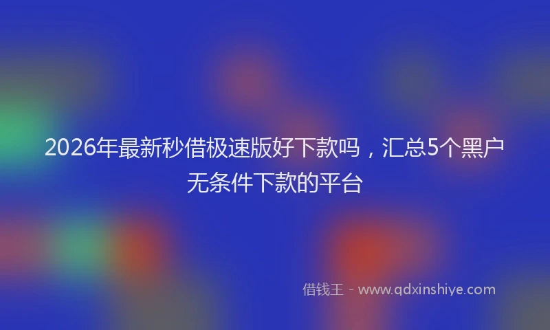 2026年最新秒借极速版好下款吗，汇总5个黑户无条件下款的平台
